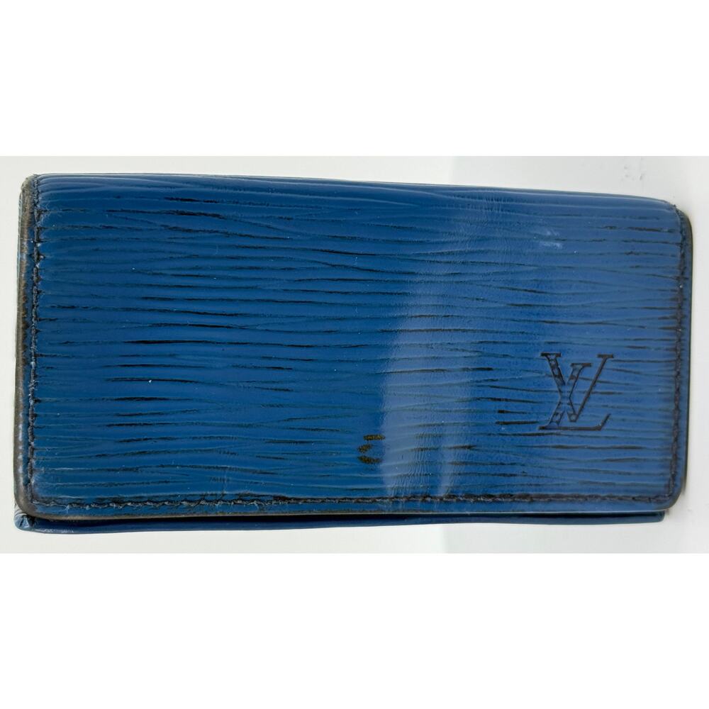 Authentic Louis Vuitton Blue Epi Leather 4-Key Holder - Classic & Functional!